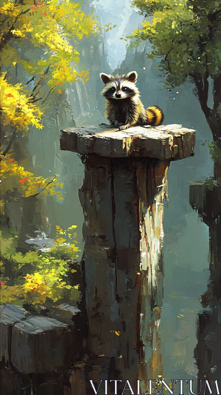 AI ART Majestic Raccoon and Forest Landscape