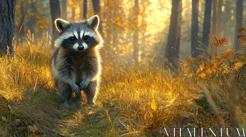 Golden Autumn Raccoon AI Image