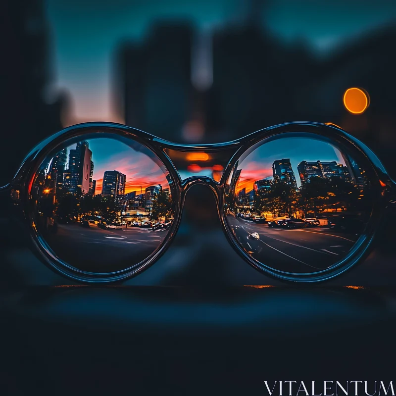 Urban Reflection in Eyeglasses AI Image