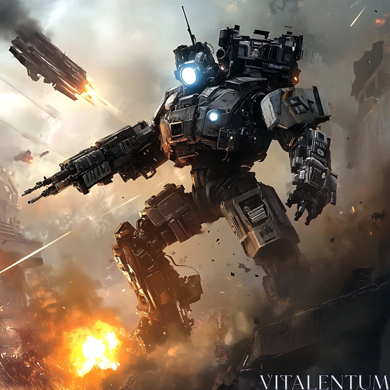 Warrior Mech in Warzone AI Image