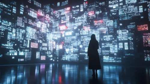 Futuristic Scene with Digital Displays