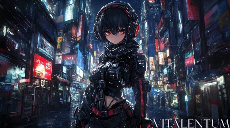 Animated Cyberpunk Cityscape with Futuristic Character AI Image