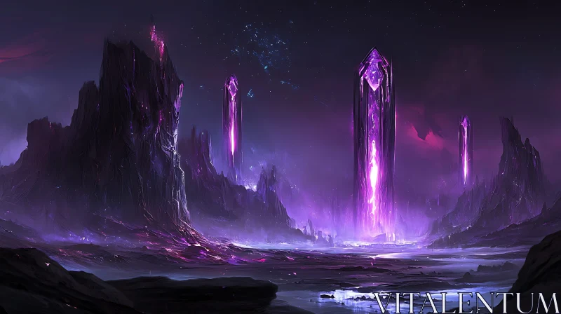 AI ART Mystical Purple Crystal Landscape