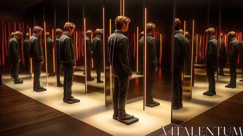 Mirror Reflection Exhibit with Captivating Lights AI Image