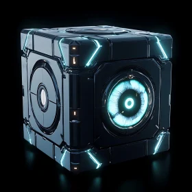 Sleek Futuristic Cube with Glowing Details