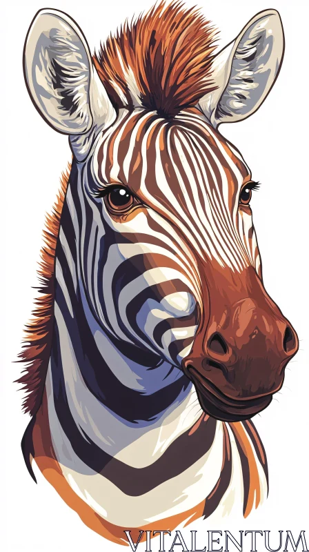 Stylized Zebra Head Art AI Image