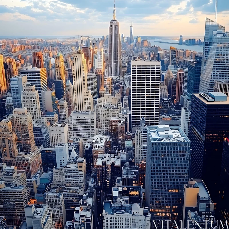 Urban Cityscape with Skyscrapers at Dusk AI Image