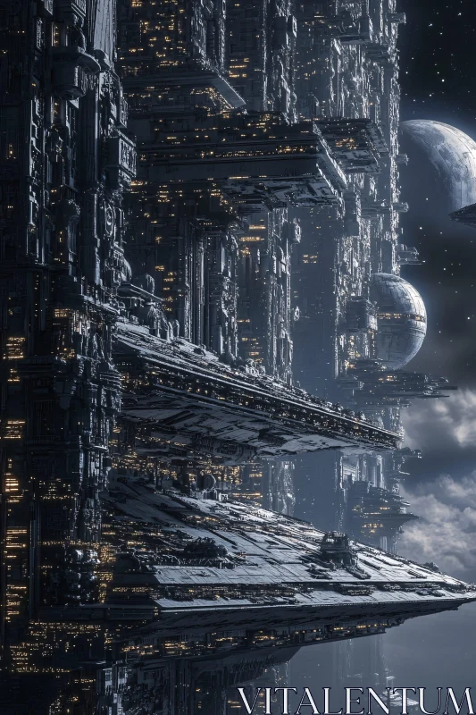 Colossal Space Megacity with Intricate Architecture AI Image