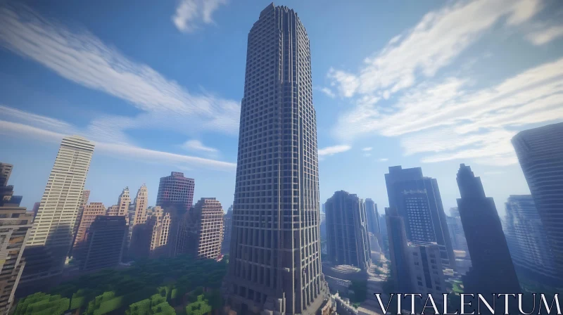 Minecraft Urban Landscape with Skyscrapers AI Image