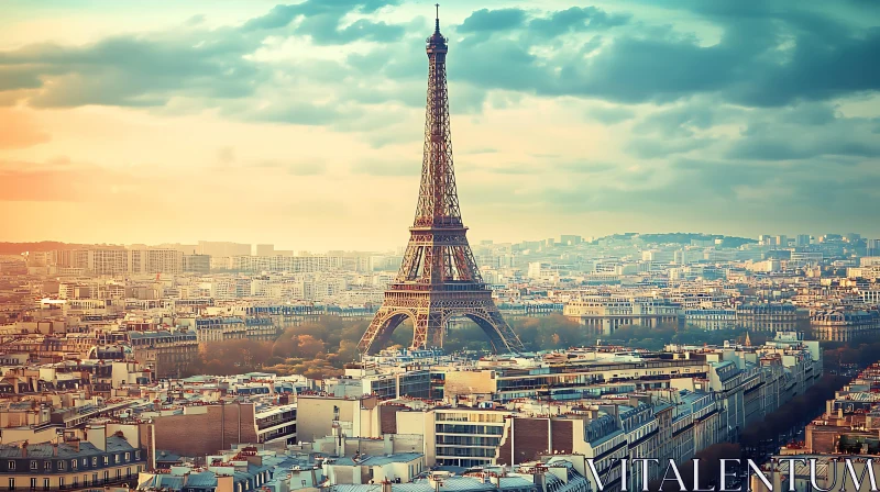 Paris Cityscape with Iconic Eiffel Tower AI Image