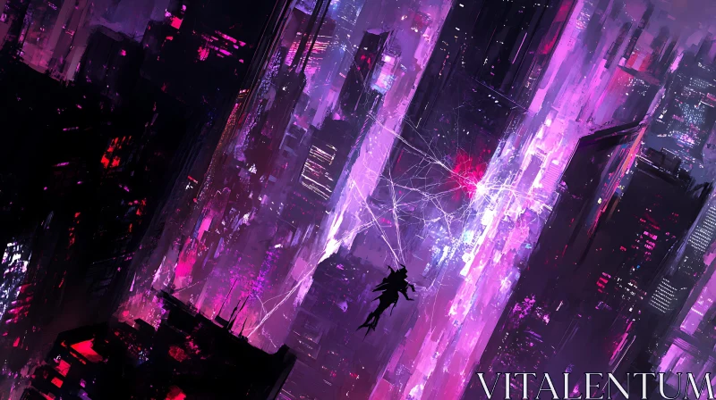 AI ART Vivid Neon Cyberpunk City at Night