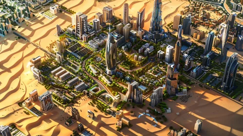 Aerial Perspective of a Desert City