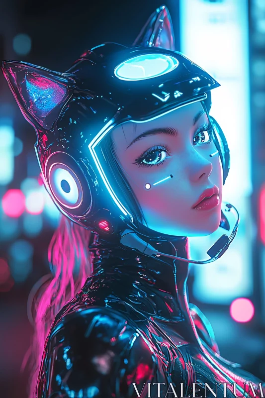 Cyberpunk Character in Neon Glow AI Image