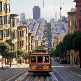 Classic Streetcar in Urban Landscape