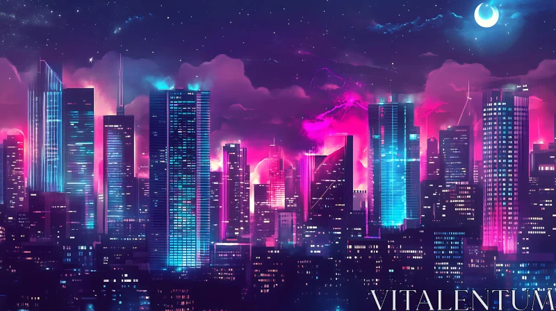 AI ART Neon Skyline of the Future