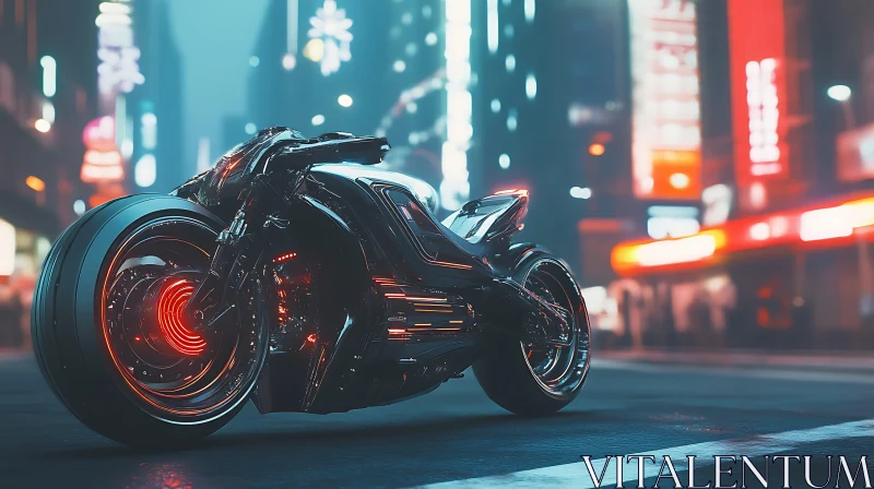 AI ART Sleek Futuristic Bike Amidst City Lights