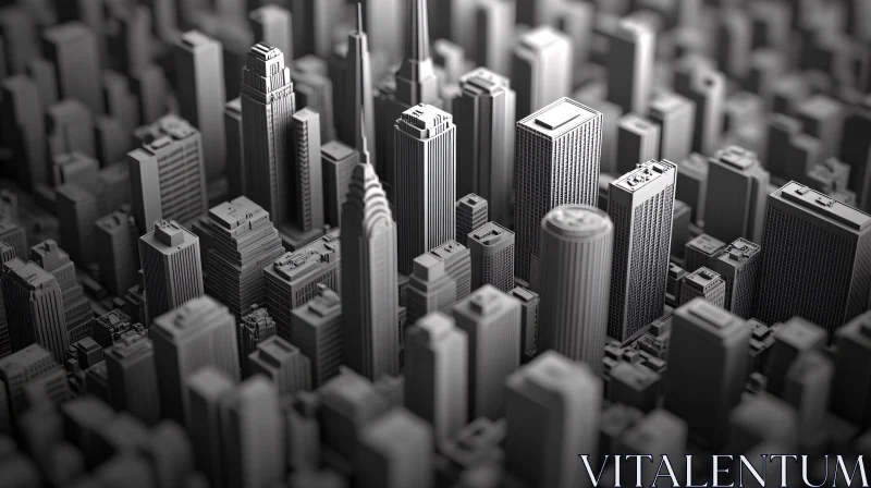 Monochrome Cityscape of Tall Buildings AI Image