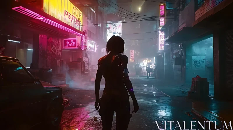 Futuristic Urban Scene in Cyberpunk Style AI Image