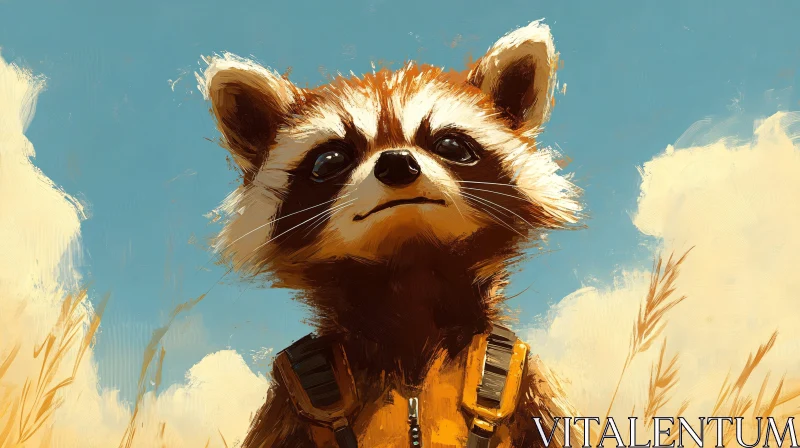 AI ART Contemplative Raccoon Amidst Nature