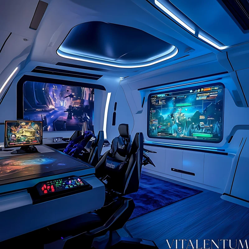 High-Tech Gaming Setup with Immersive LED Lighting AI Image