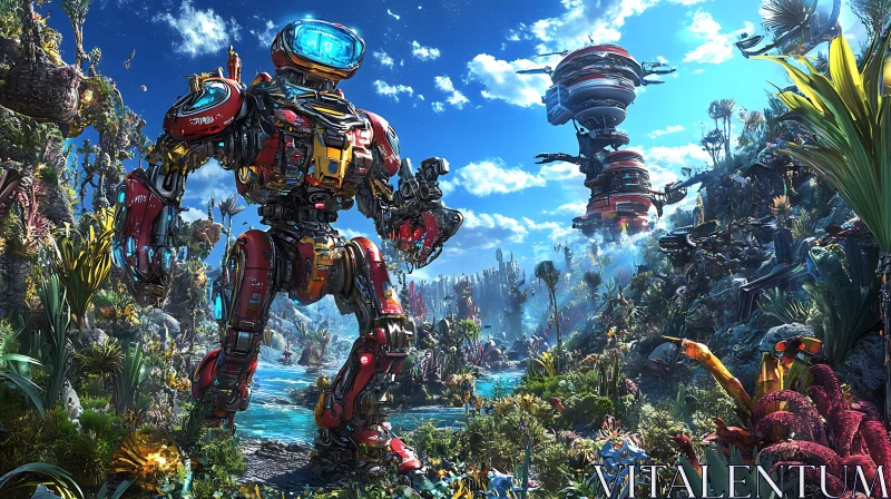 AI ART Giant Robot in a Futuristic Nature Scene