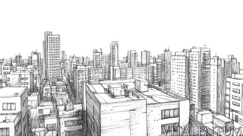 AI ART Intricate Cityscape Sketch