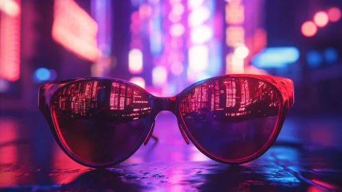 Urban Neon Reflections in Sunglasses