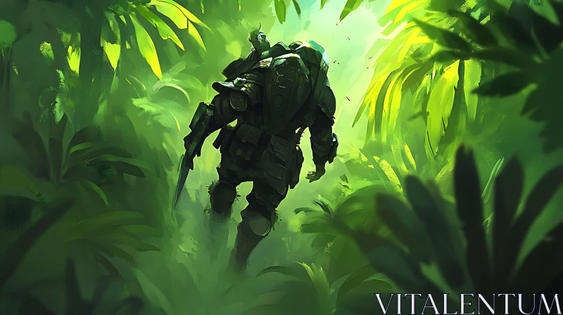 Tactical Journey through Dense Jungle AI Image