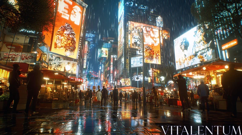 AI ART Neon City Nightlife with Rain