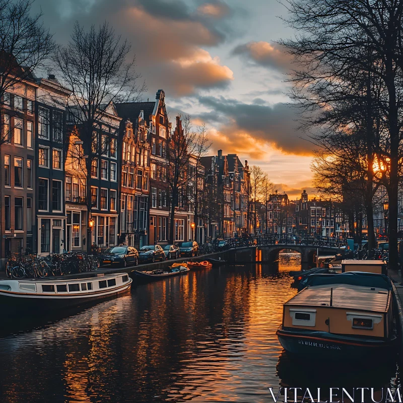 AI ART Serene Amsterdam Canal at Dusk