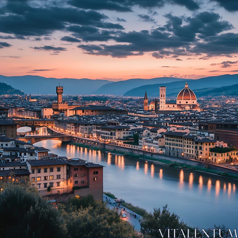 Sunset Over Florence: Aerial Cityscape AI Image