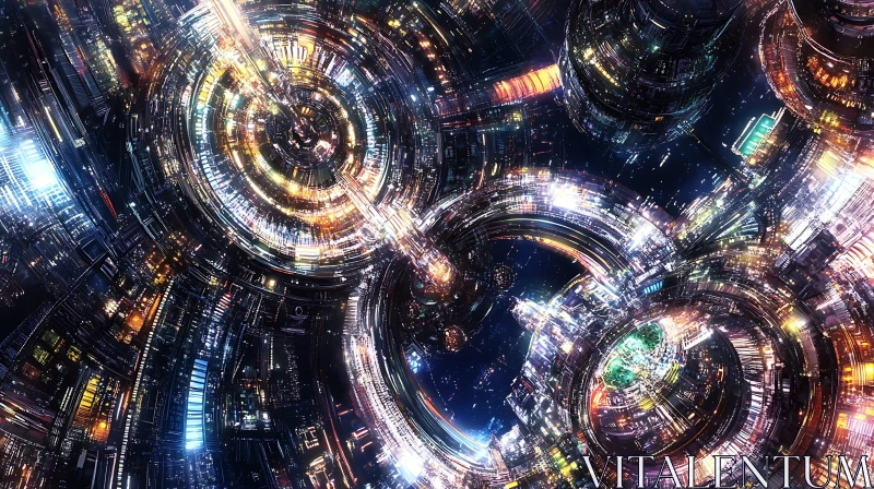 Advanced Metropolis with Intricate Circular Designs AI Image