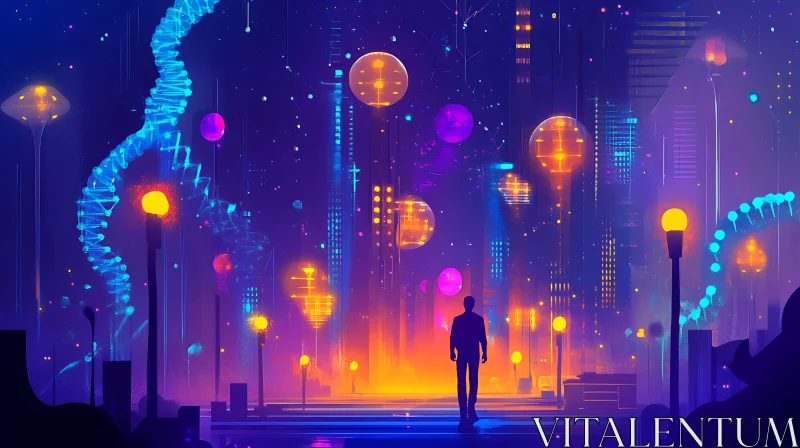 AI ART Neon Illuminated Futuristic Night City