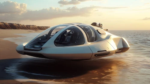 Advanced Technology Hover Vehicle on Beach