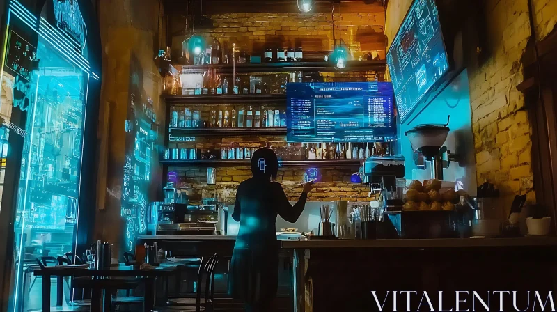 Cyberpunk Inspired Cafe Interior AI Image