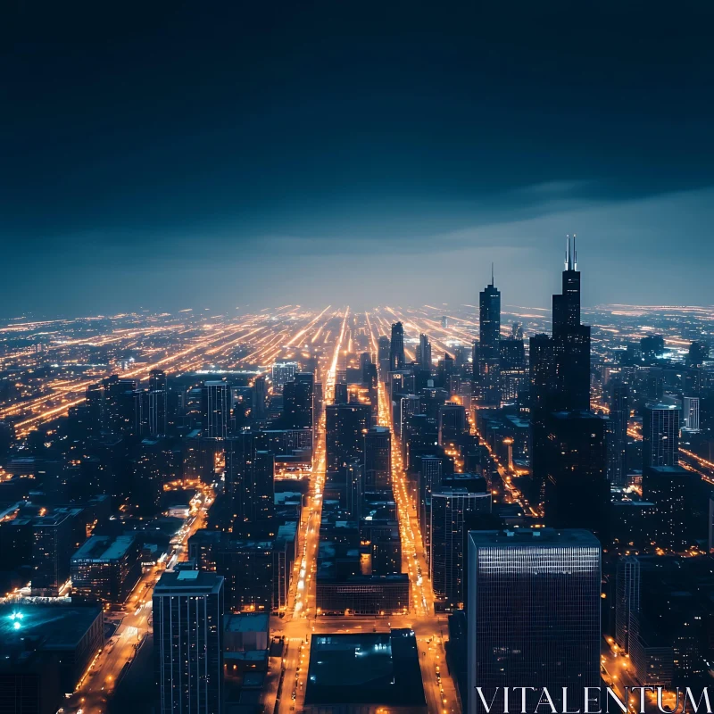 AI ART Glowing City Skyline Under a Dark Sky