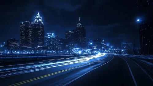 Enlightened Urban Landscape at Night with Stunning Light Trails