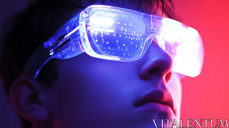 Luminescent Virtual Reality Headset in a Tech-Infused Setting AI Image