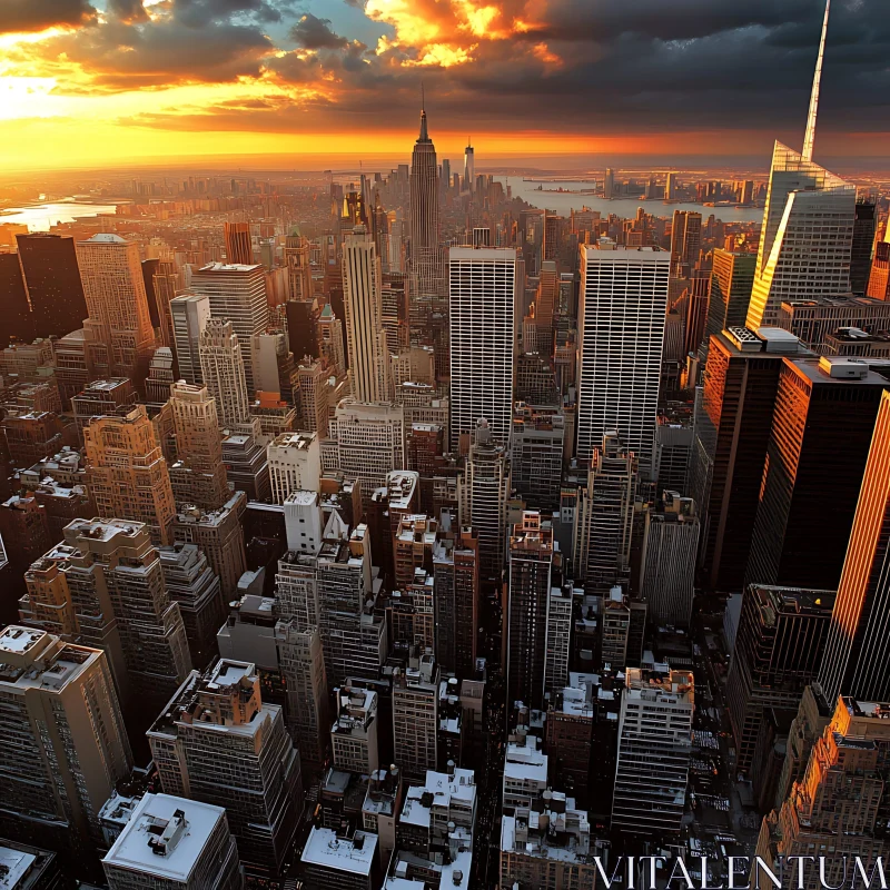 Urban Sunset: Breathtaking Views Over the City AI Image