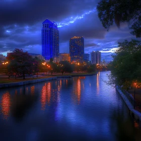 Urban River at Night