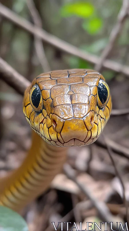 Golden-Brown Snake Close View AI Image