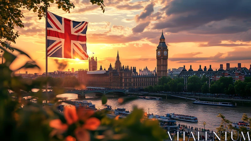 Big Ben at Sunset in London AI Image