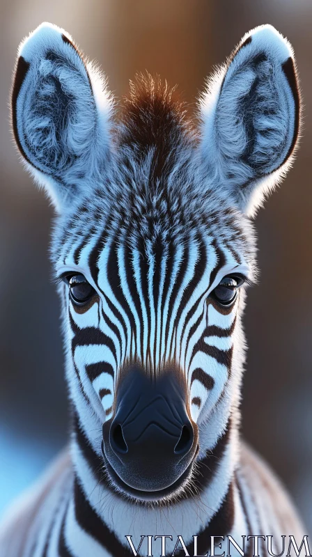 AI ART Young Zebra Close-Up