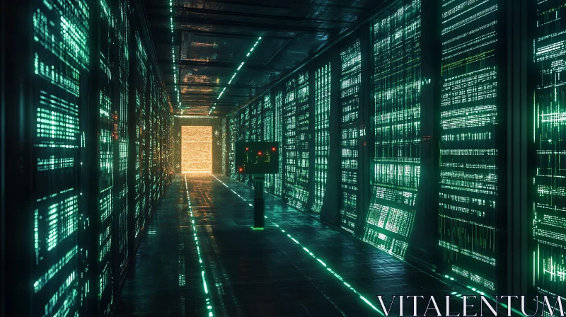 Neon-lit Server Room in a Data Center AI Image