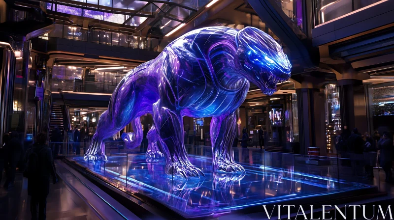 Futuristic Neon Panther Display AI Image