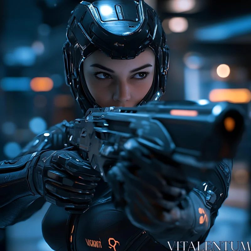 High-Tech Armored Cyborg Woman AI Image