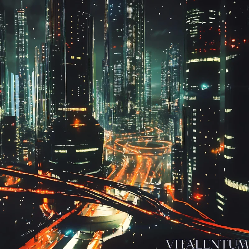 AI ART Neon-Lit Futuristic Urban Skyline