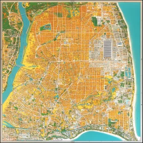 Topographic Map of Coastal Metropolis