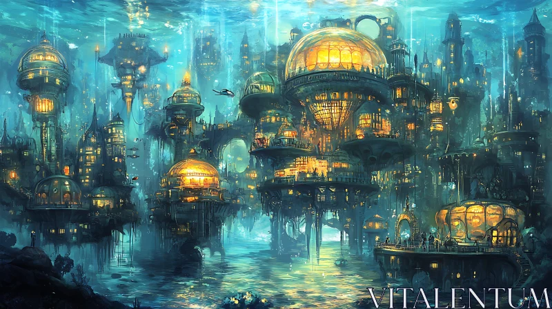 Submerged Metropolis with Futuristic Architecture AI Image