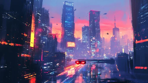 Neon-lit Futuristic Urban Landscape